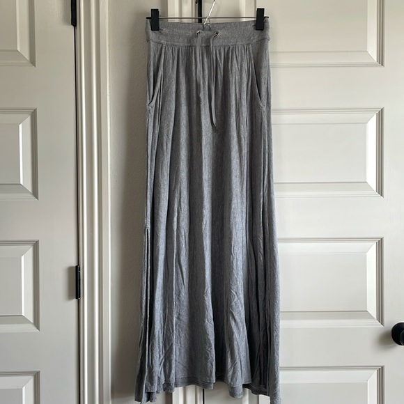 Athleta Heather Grey Elastic Waist Maxi Skirt with side slits - Picture 1 of 8